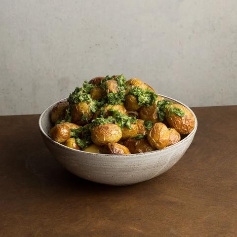 Rostad färskpotatis med örtolja och parmesan