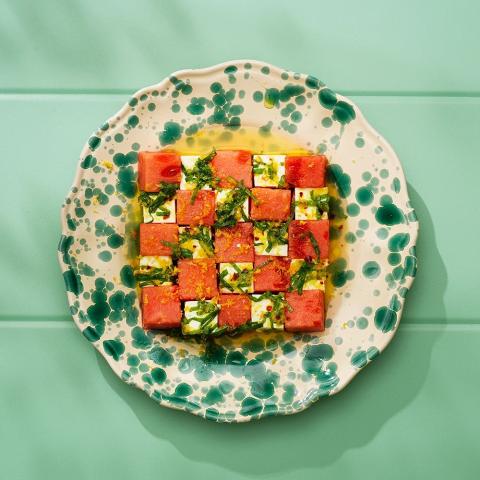 Fetaost- och melonsnacks