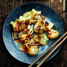 Wonton med räkor och chiliolja